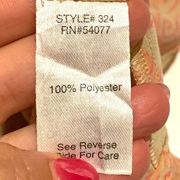 CAbi Sheer Tunic Top Pink and Yellow Cinch Tie Waist Pockets Women's M Medium - Picture 9 of 9